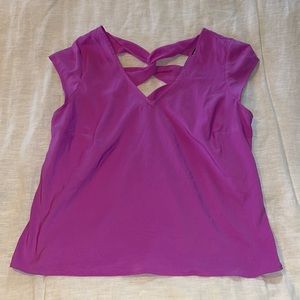 Purple blouse short sleeve top with very cute back detail!